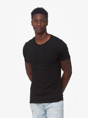 Champs Men's Black V-Neck Short Sleeve Tee